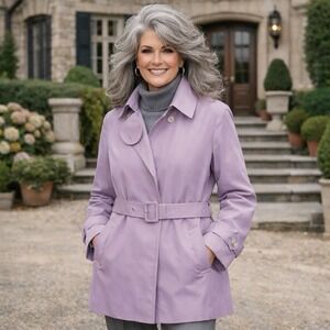 LAUREN RALPH LAUREN Lavender Med Polo Women's Trench Coat Rain Jacket Overcoat